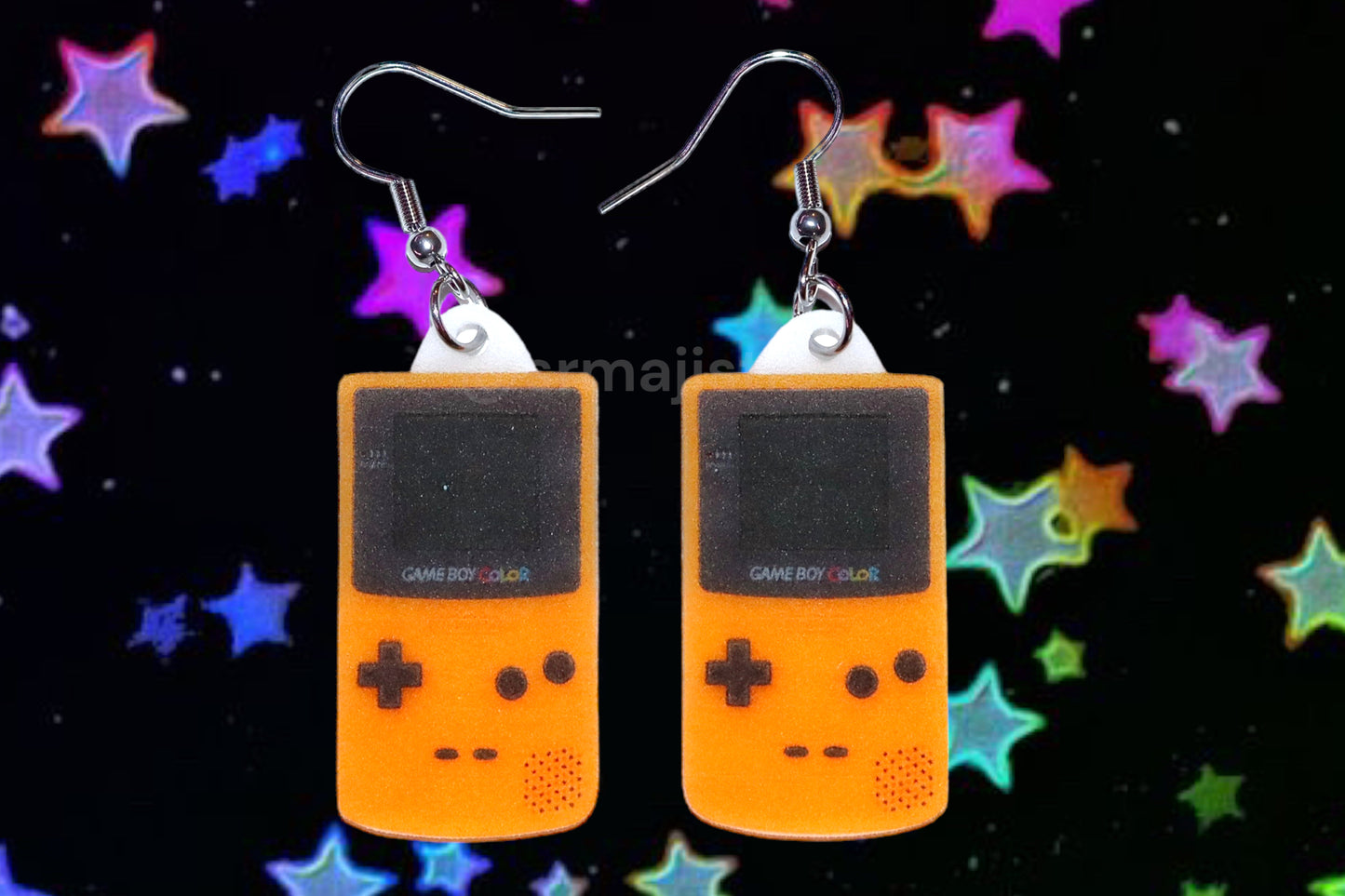 Yellow Game Boy Color Console Retro 2D Handmade Earrings!