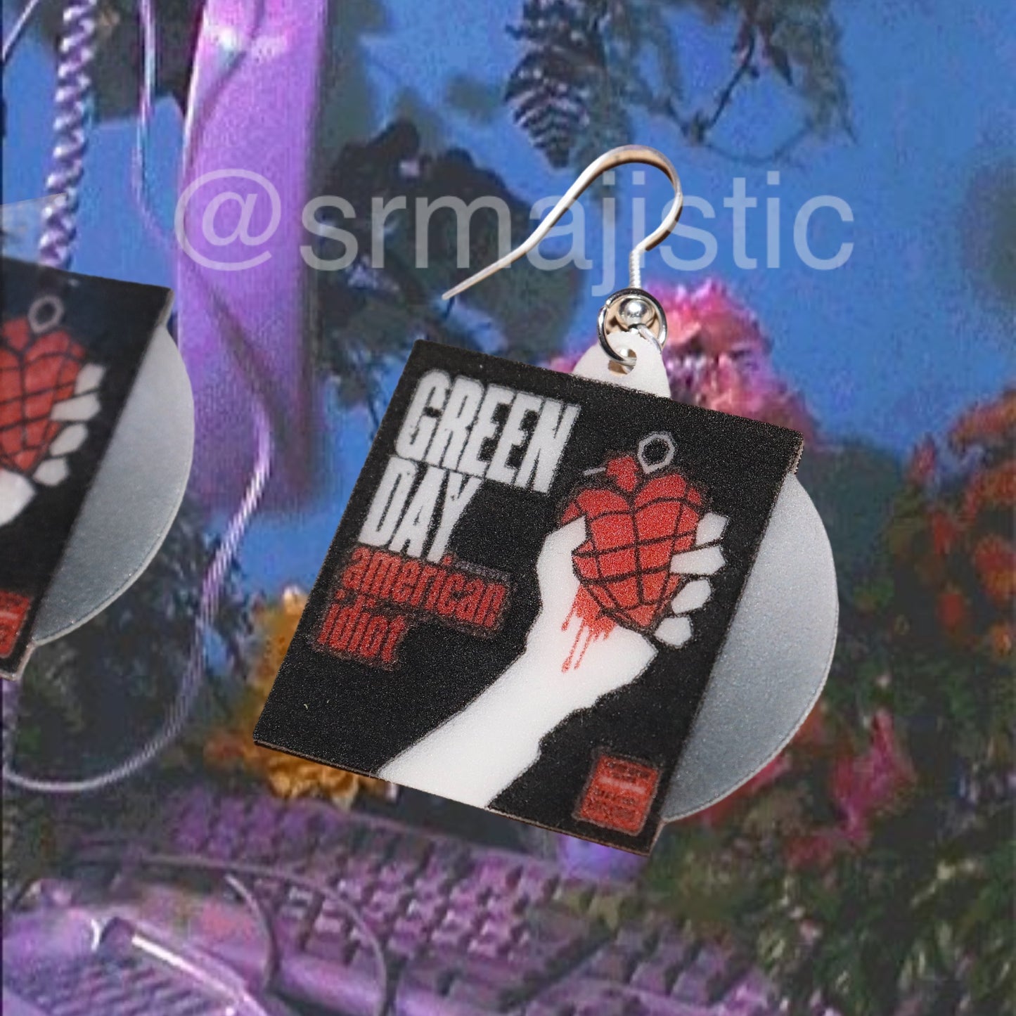 Green Day American Idiot Vinyl Album Handmade Earrings!