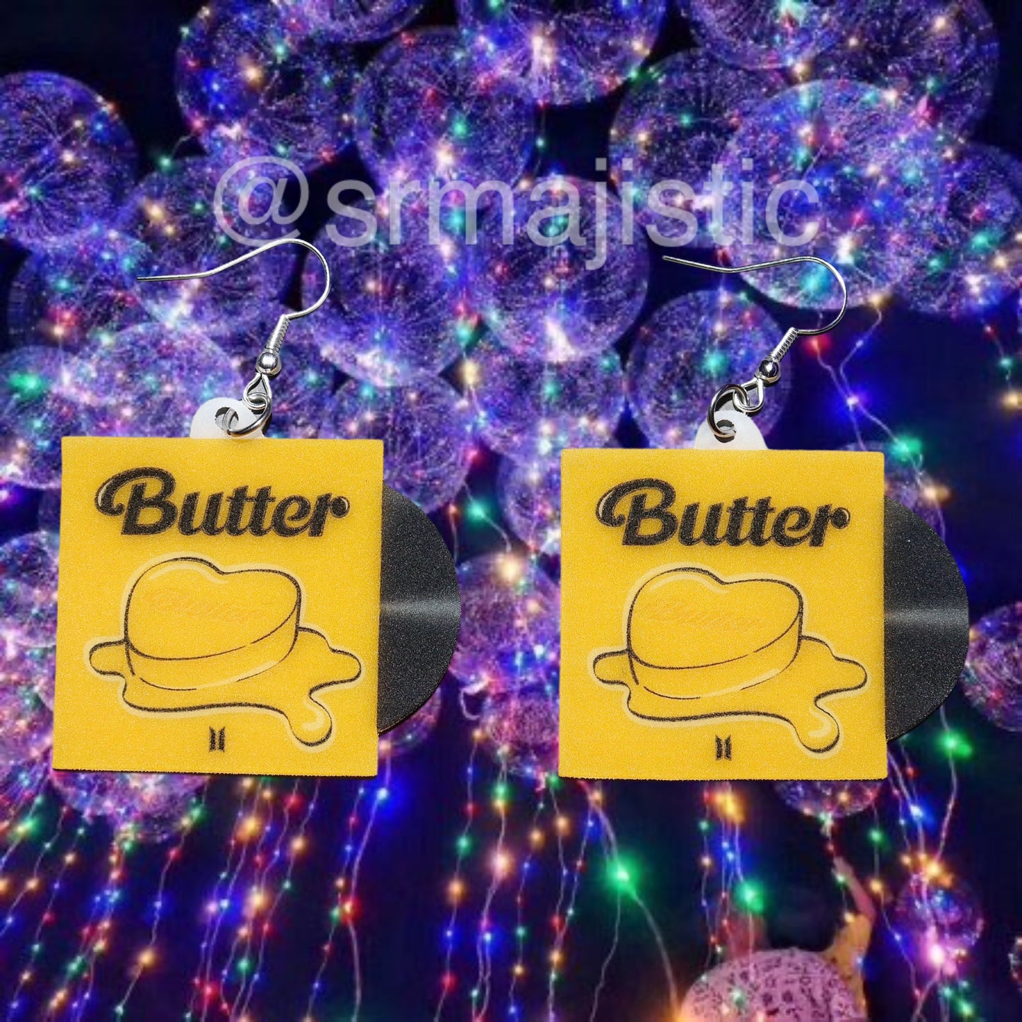BTS Butter Vinyl Single Handmade Earrings!
