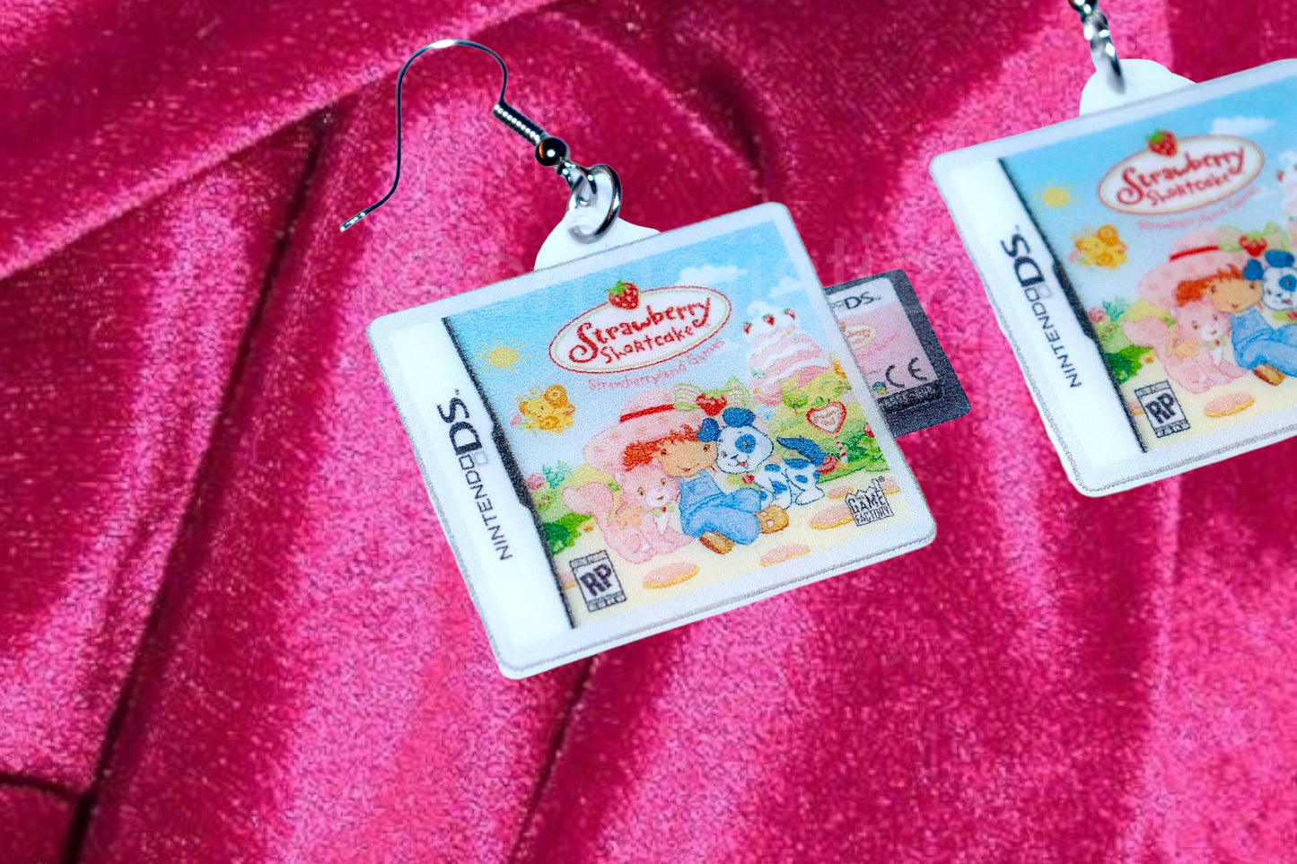 Strawberry Shortcake Strawberryland Games Nintendo DS Game 2D detailed Handmade Earrings!