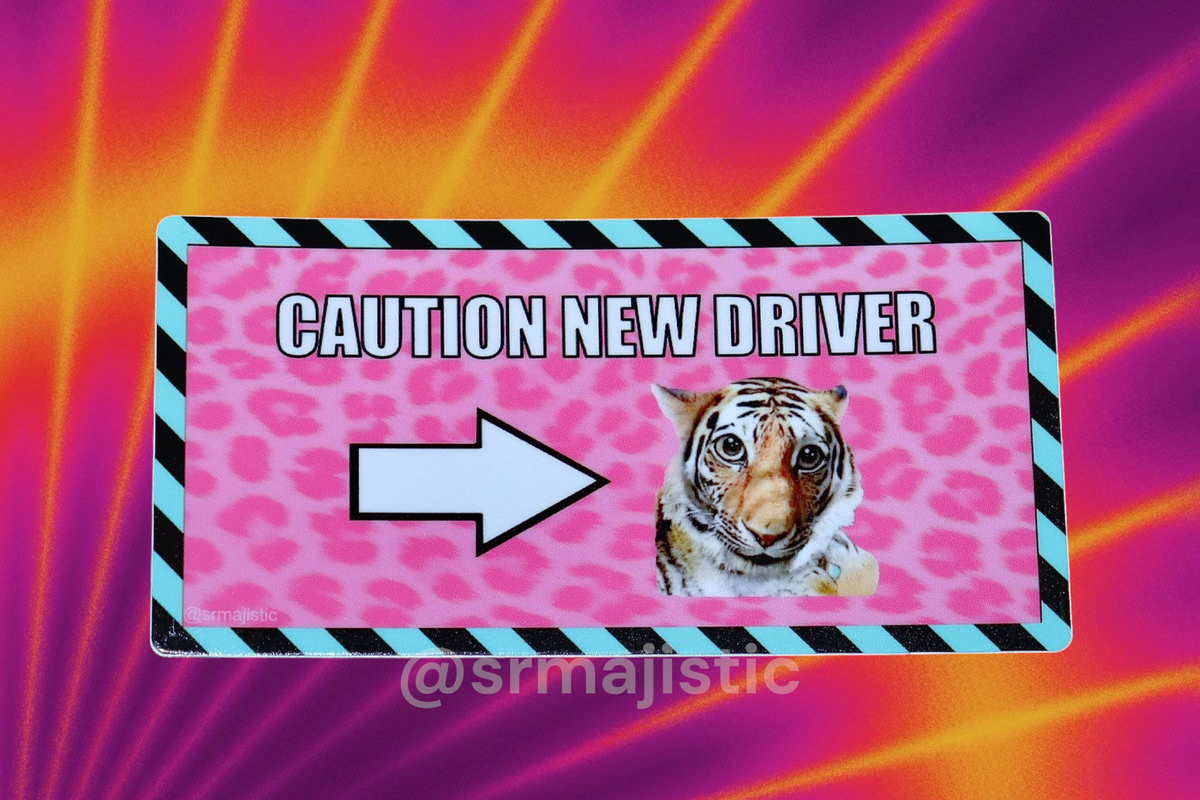 Giant Realistic Flying Tiger New Driver Meme Bumper Sticker
