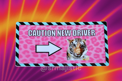 Giant Realistic Flying Tiger New Driver Meme Bumper Sticker
