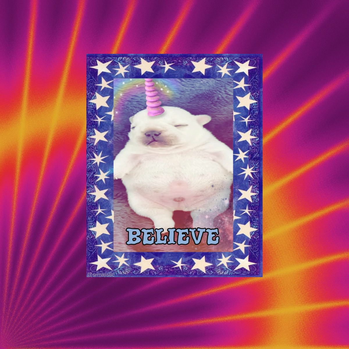 Pibble Unicorn Believe Whimsical Meme Bumper Sticker
