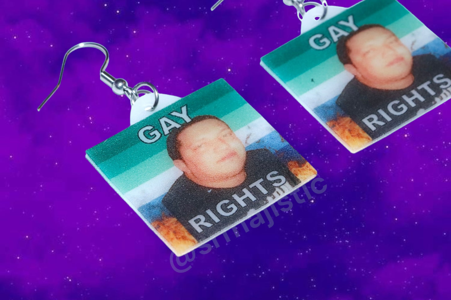 Sal Vulcano Gay Male Flame Pride Flag Handmade Earrings!