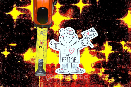 I Love my Butch and Femme Stick Figure Bumper Sticker