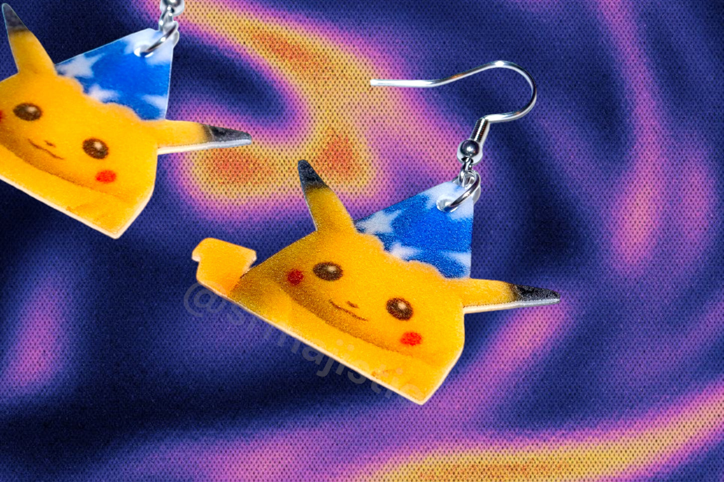 Wizard 8-Bit Pikachu Funny Pokémon Character Handmade Earrings!