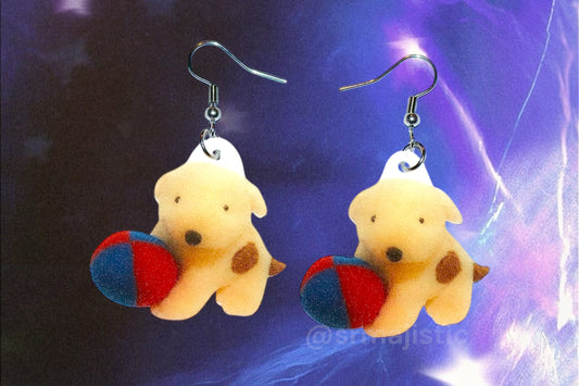 Spot the Dog Playing with Ball Cute Meme Funny Handmade Earrings!