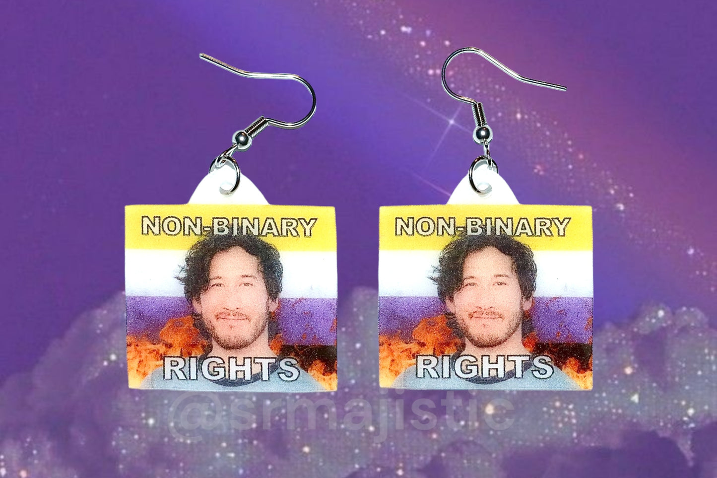 Markiplier Flaming Pride Flag Handmade Earrings!