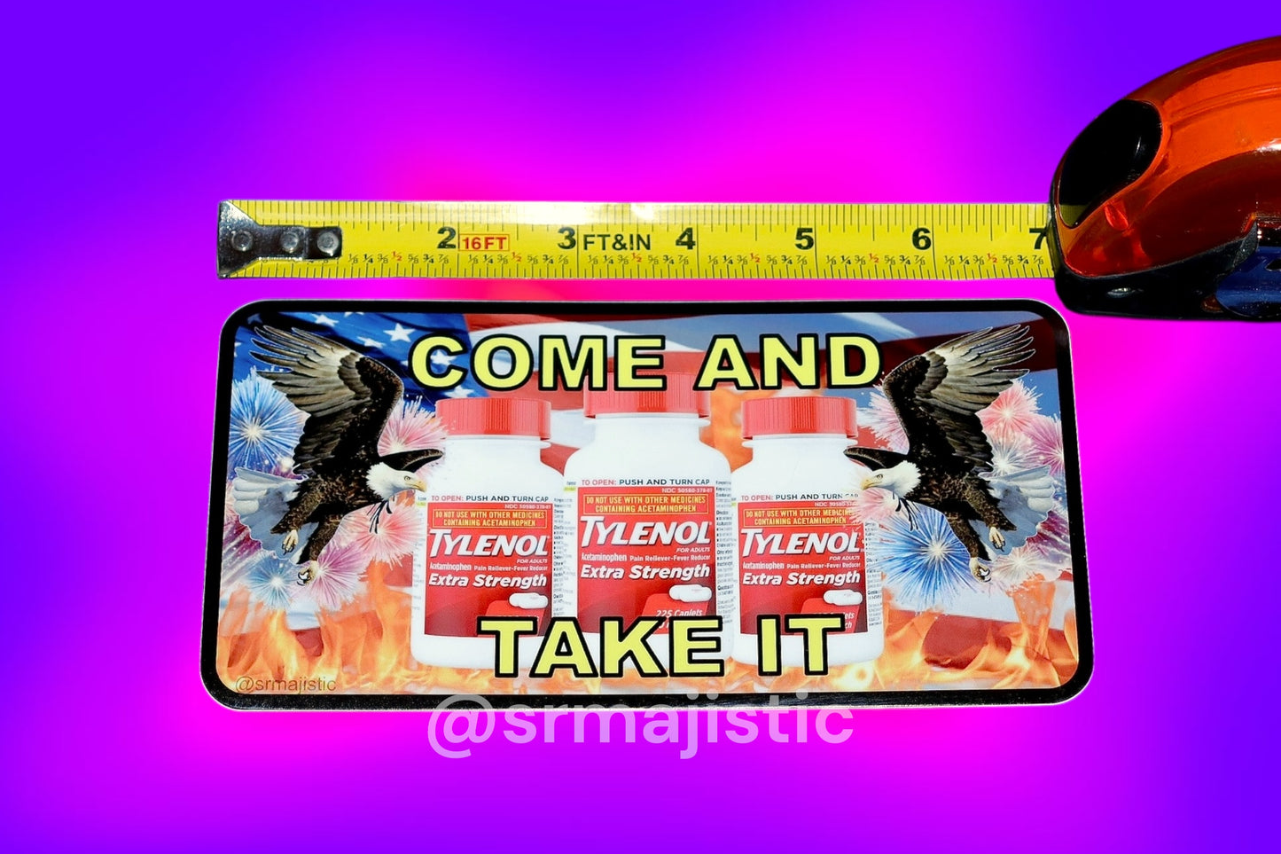 Come and Take it American Flag Tylenol Bumper Sticker