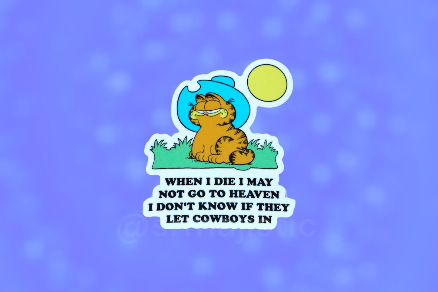 Cowboy Garfield Meme Bumper Sticker