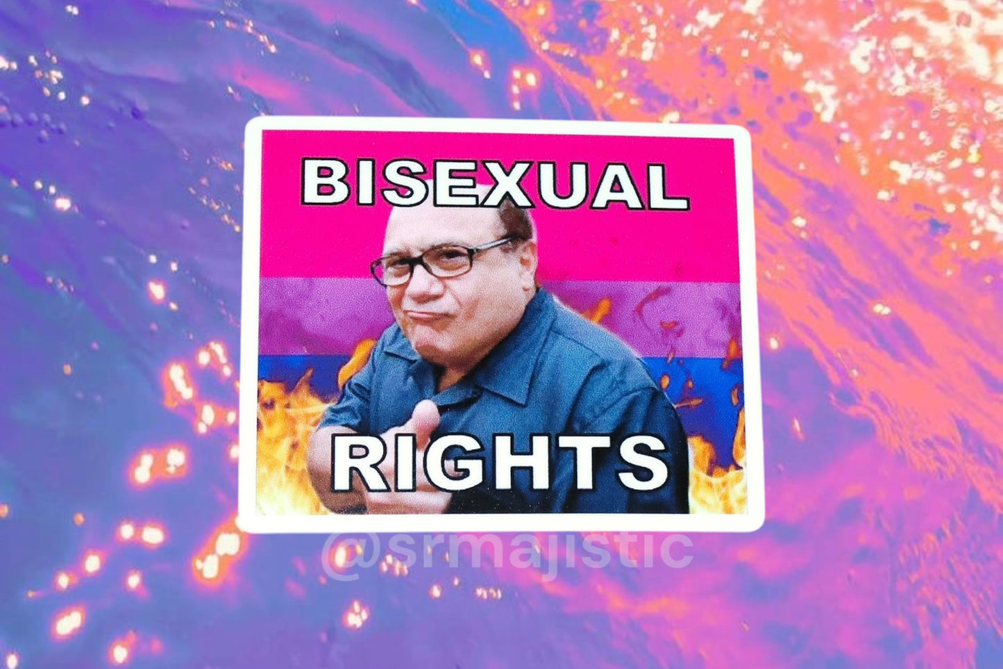 Danny DeVito Flaming Pride Flag Bumper Stickers