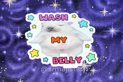 Wash My Belly Pibble Puppy Dog Meme Bumper Sticker