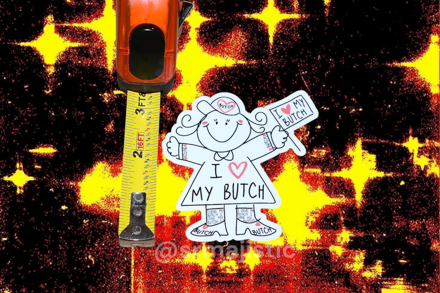 I Love my Butch and Femme Stick Figure Bumper Sticker