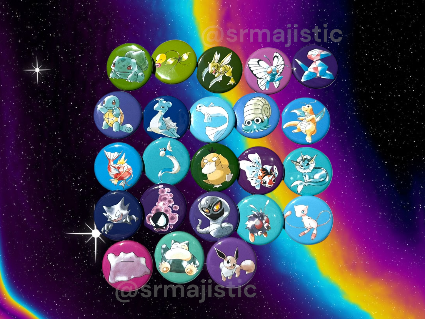 Vintage Original Art Style Pokemon Buttons!