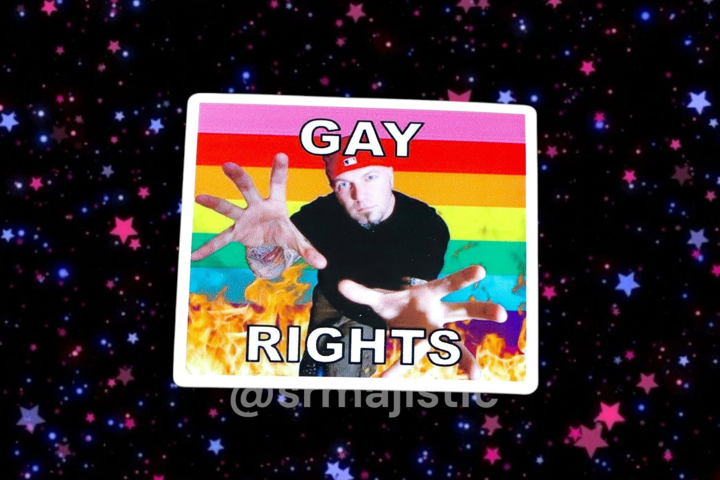Fred Durst Limp Bizkit Flaming Pride Flag Bumper Stickers