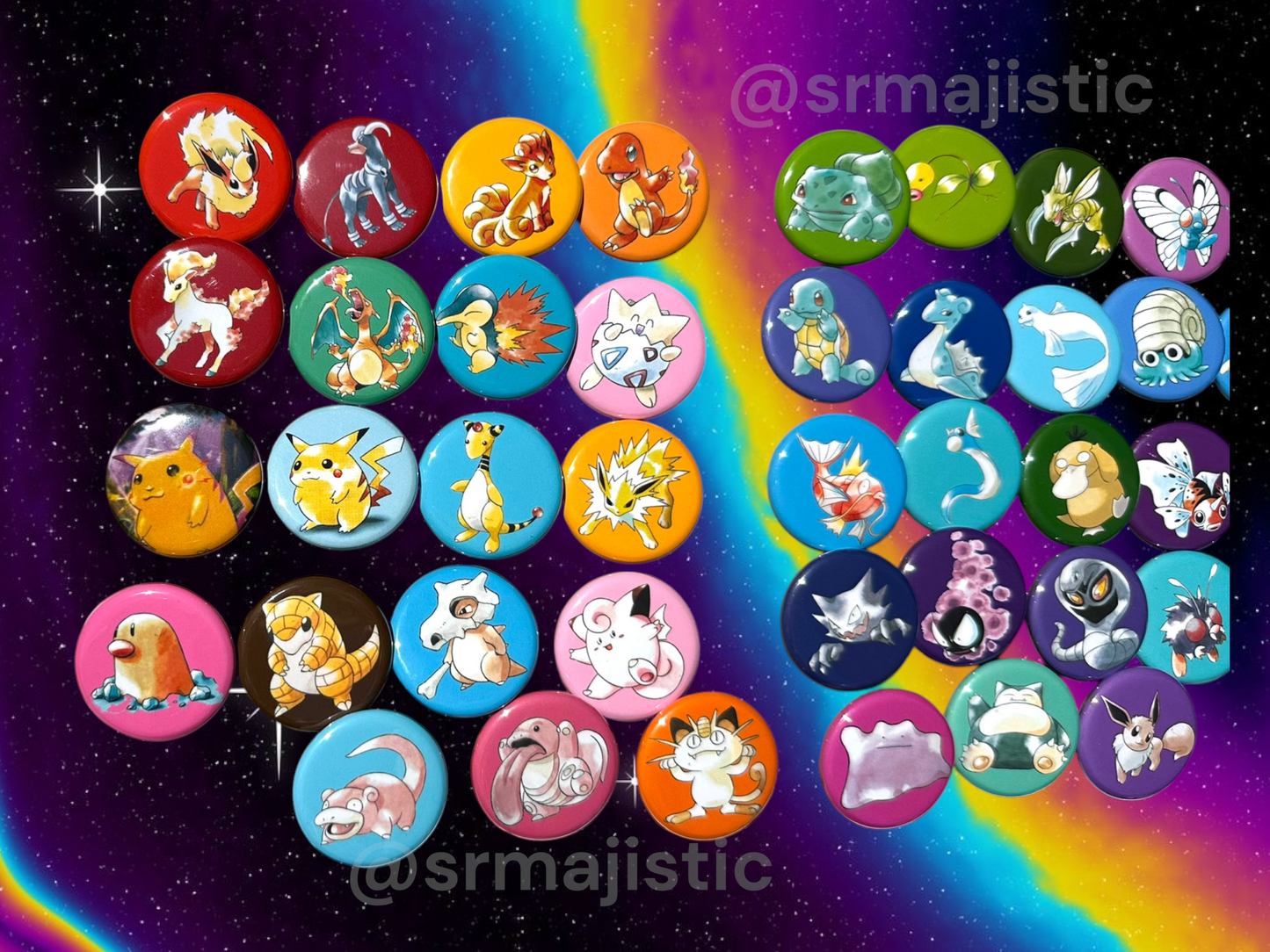 Vintage Original Art Style Pokemon Buttons!