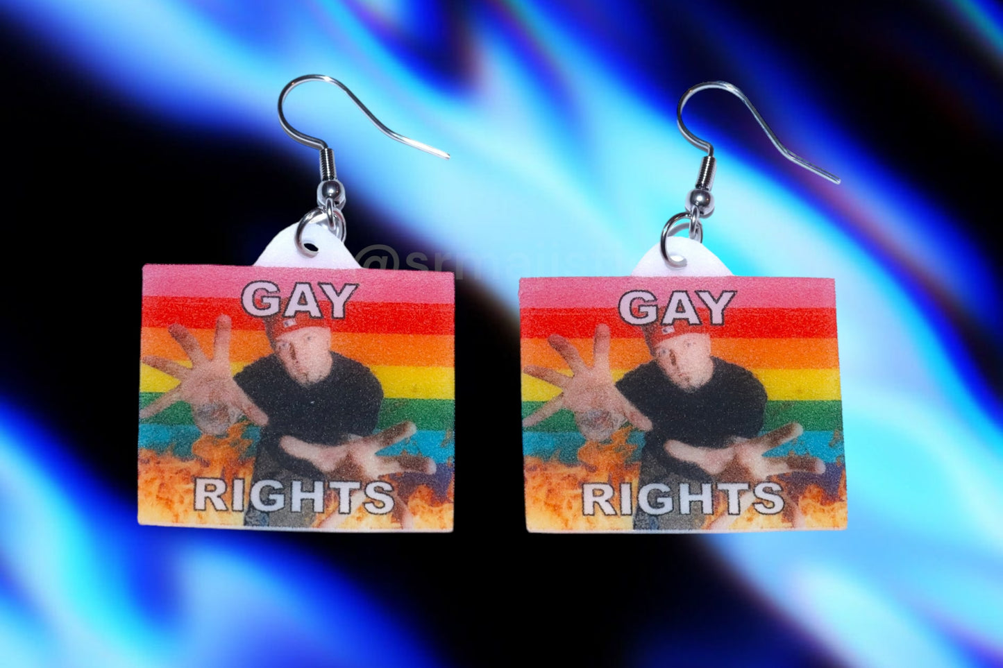 Limp Bizkit Fred Durst Flaming Pride Flag Handmade Earrings!