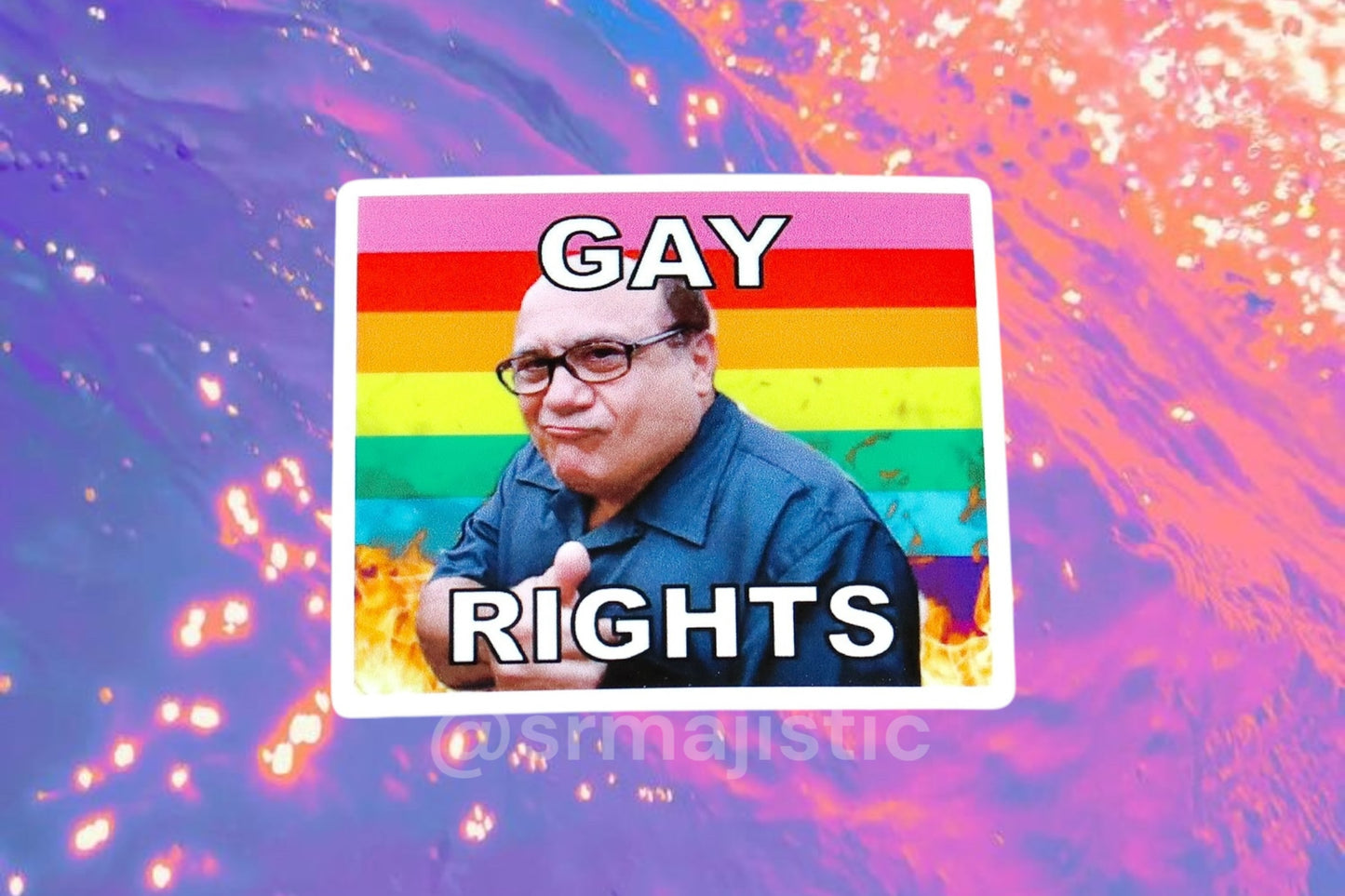 Danny DeVito Flaming Pride Flag Bumper Stickers