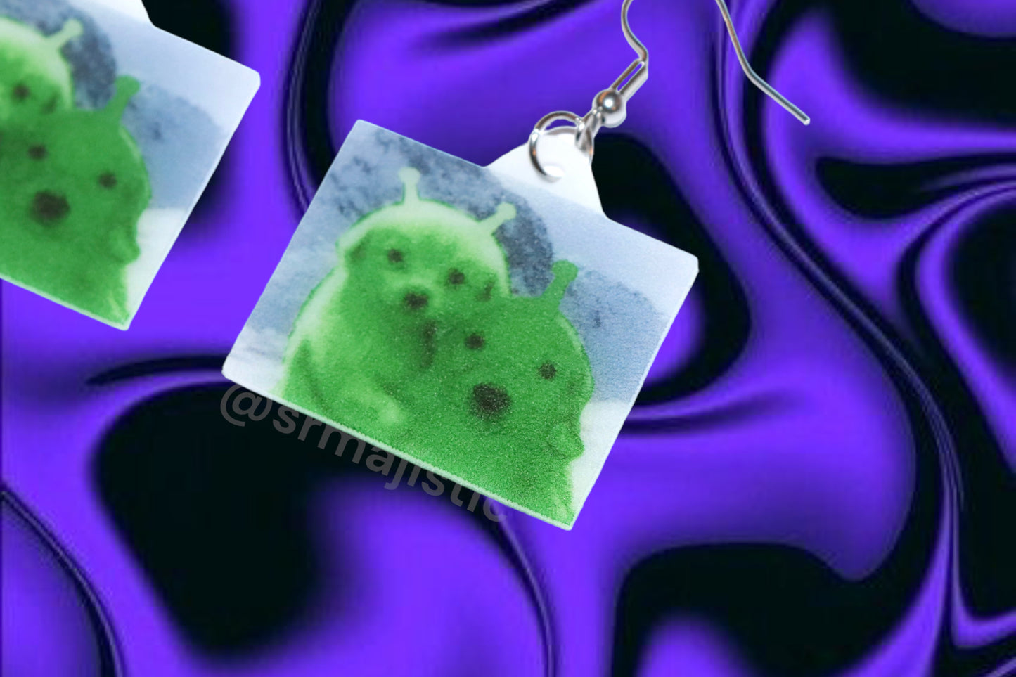 Alien Gleep Glorp Jotchua Hugging Dog Funny Handmade Earrings!