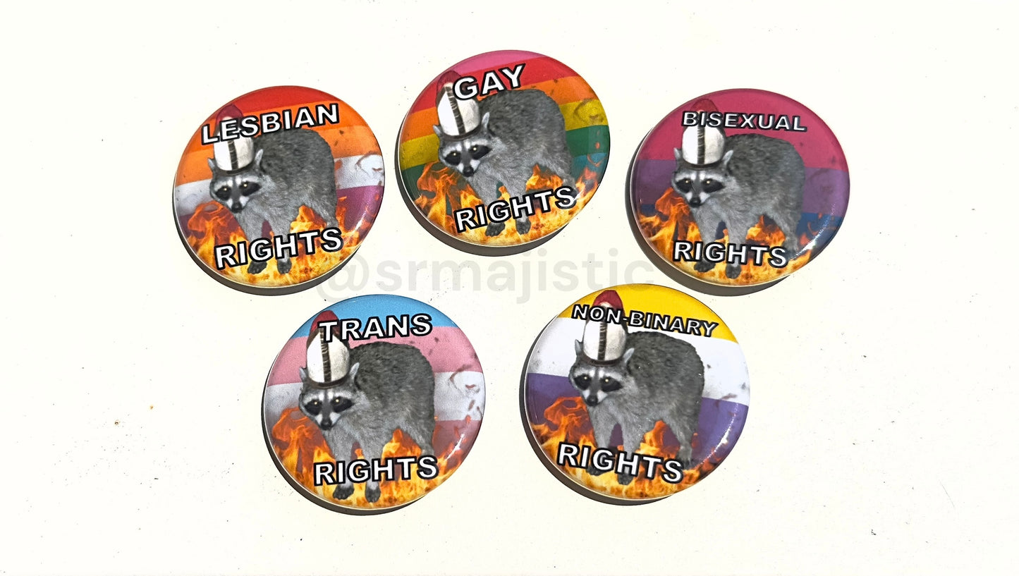 Pope Raccoon Flaming Pride Buttons