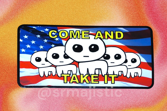 Come and Take it American Flag Autism Creature/TBH Creature Bumper Sticker