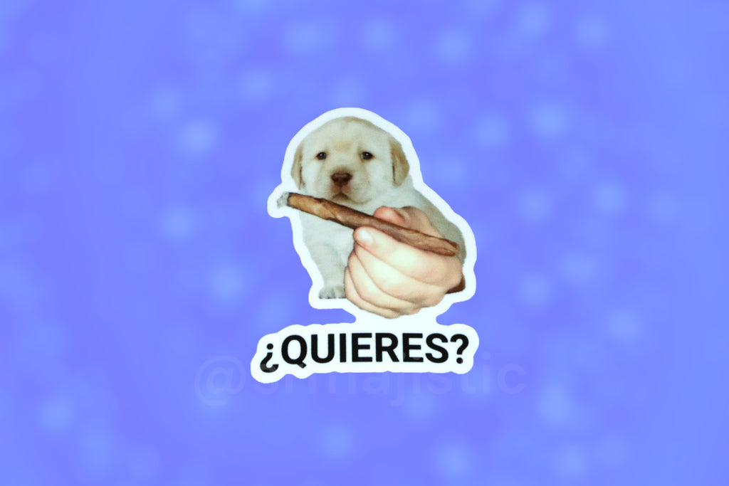 ¿Quieres? Dog Offering Smokes Meme Bumper Sticker
