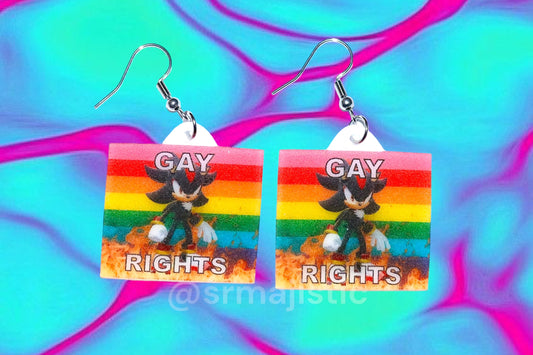 Shadow the Hedgehog Flaming Pride Flag Handmade Earrings!