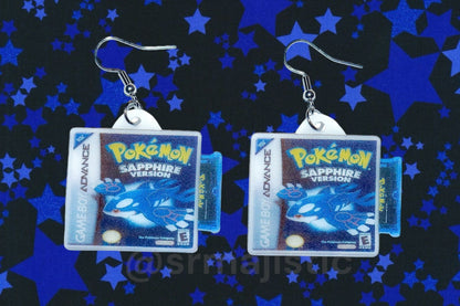 Pokémon Game Boy Advance Ruby, Sapphire, and Emerald 2D Game Detailed Handmade Earrings!