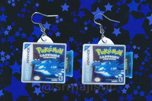Pokémon Game Boy Advance Ruby, Sapphire, and Emerald 2D Game Detailed Handmade Earrings!