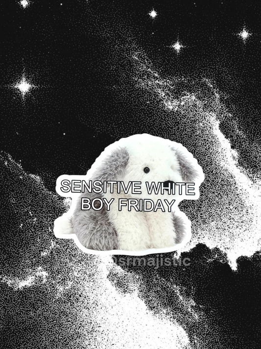 Sensitive White Boy Friday Dog Meme Bumper Sticker