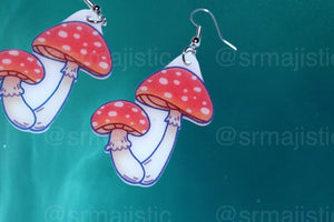 (READY TO SHIP) Cute Little Mushroom Handmade Earrings (collaboration with @saltnox)