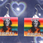 Jigsaw / Billy the Puppet Saw Character Collection of Flaming Pride Flags Handmade Earrings!