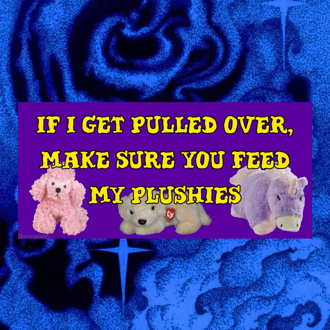 If I Get Pulled Over, Make Sure You Feed My Plushies Meme Bumper Sticker