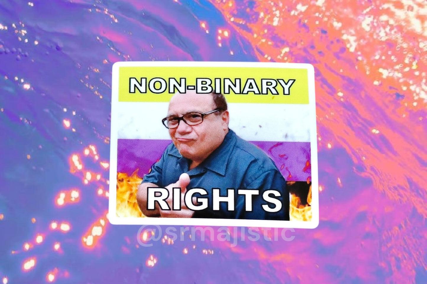 Danny DeVito Flaming Pride Flag Bumper Stickers
