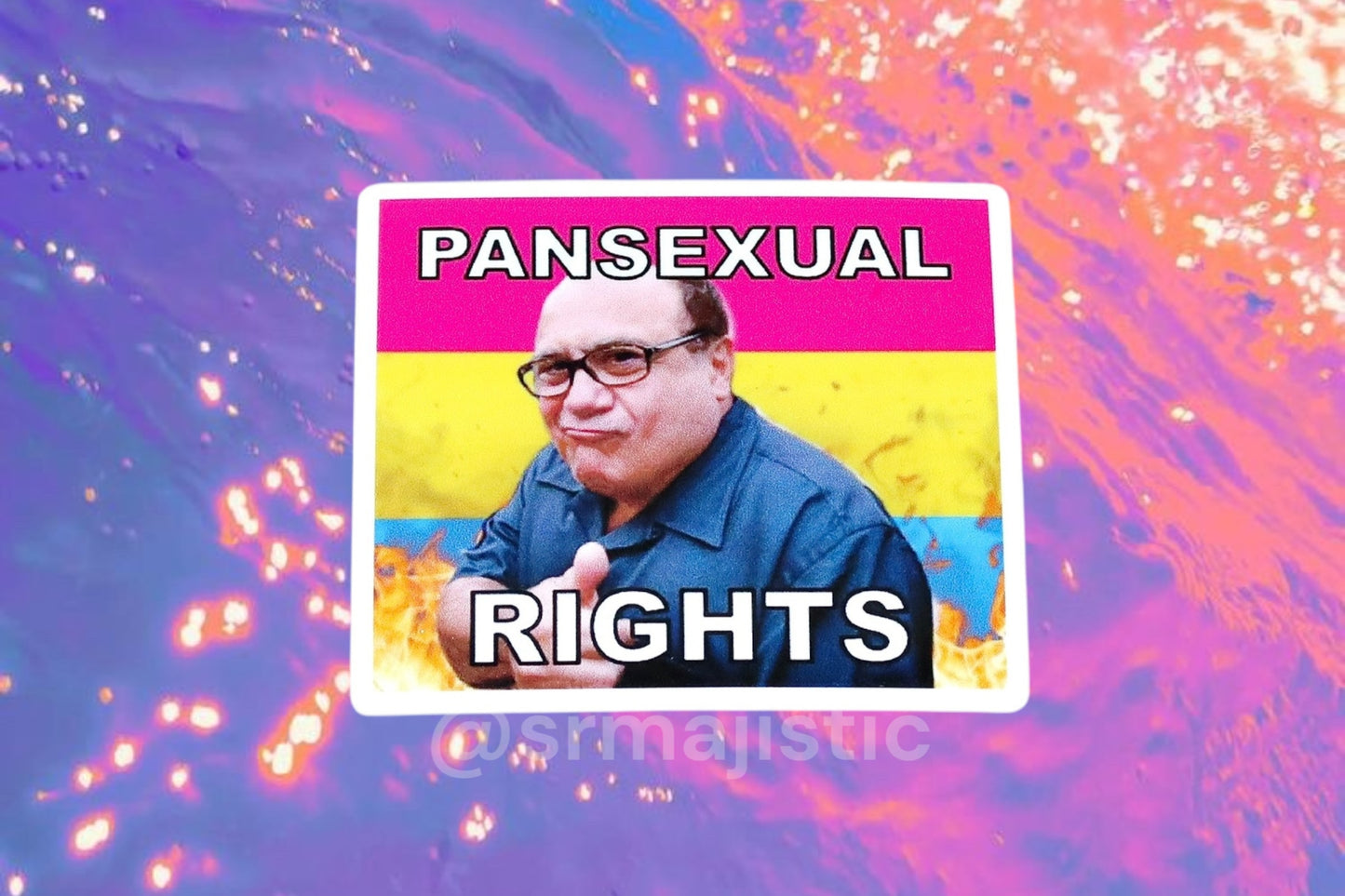Danny DeVito Flaming Pride Flag Bumper Stickers