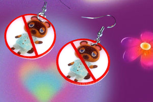 I Hate Tom Nook ‘No’ Symbol Animal Crossing Funny Meme Handmade Earrings!