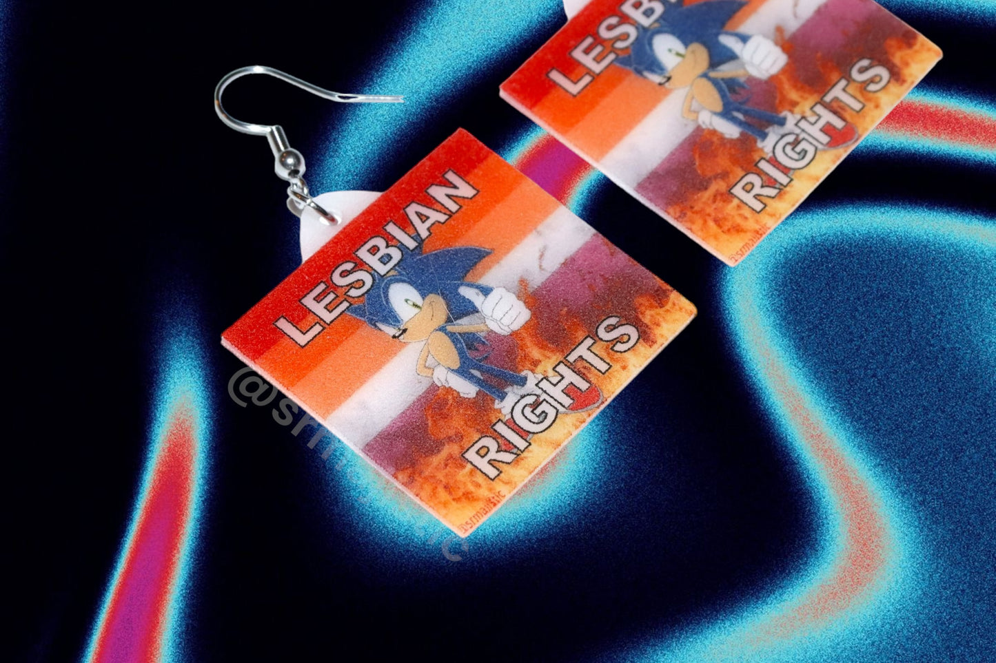 Sonic the Hedgehog Flaming Pride Flag Handmade Earrings!
