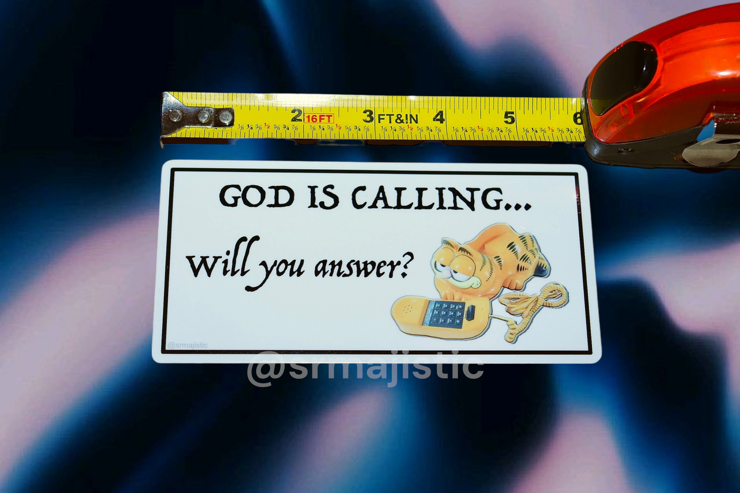 God is Calling… Will You Answer? Garfield Phone Meme Bumper Sticker
