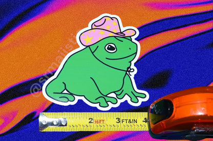Cowboy Frog Bumper Sticker