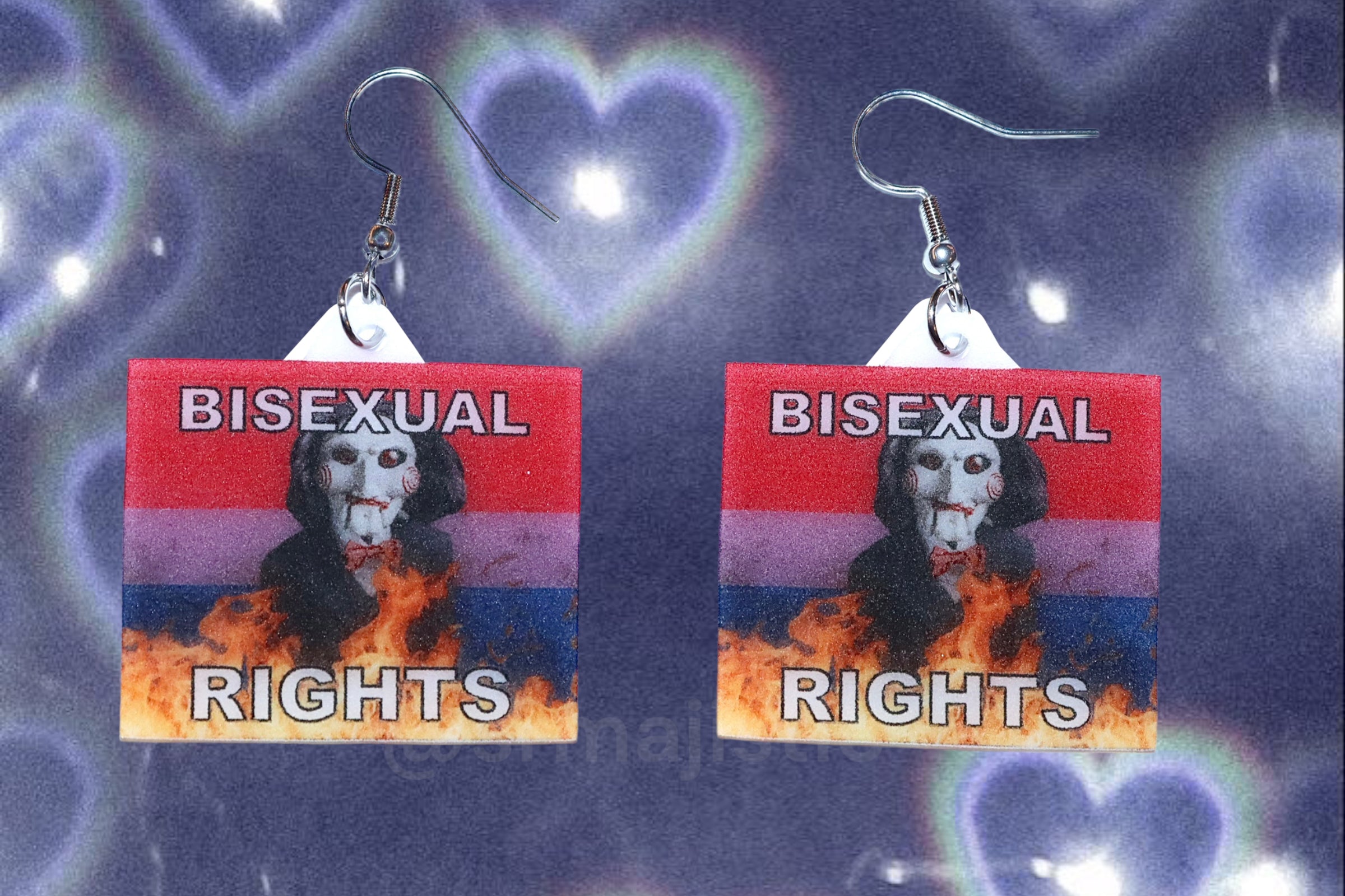 Jigsaw / Billy the Puppet Saw Character Collection of Flaming Pride Flags Handmade Earrings!