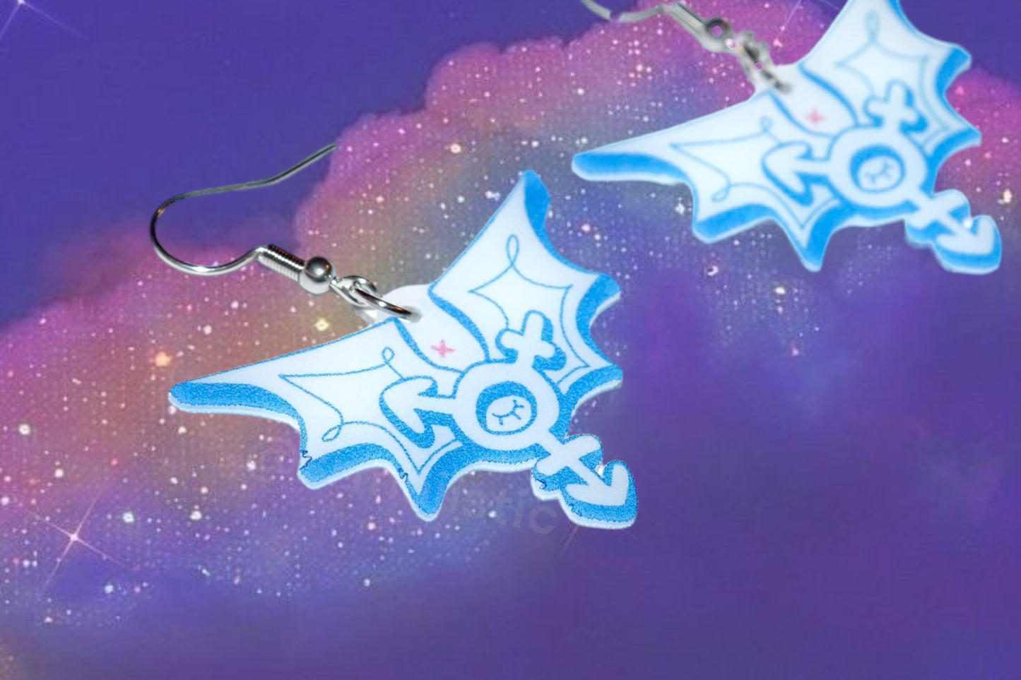 Trans Angel Symbol Earrings (collaboration with @cursedluver!)