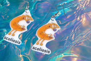 Catdog Scoliosis Meme Handmade Earrings!