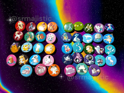 Vintage Original Art Style Pokemon Buttons!