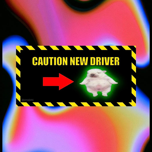 Radioactive Pibble New Driver Meme Bumper Sticker
