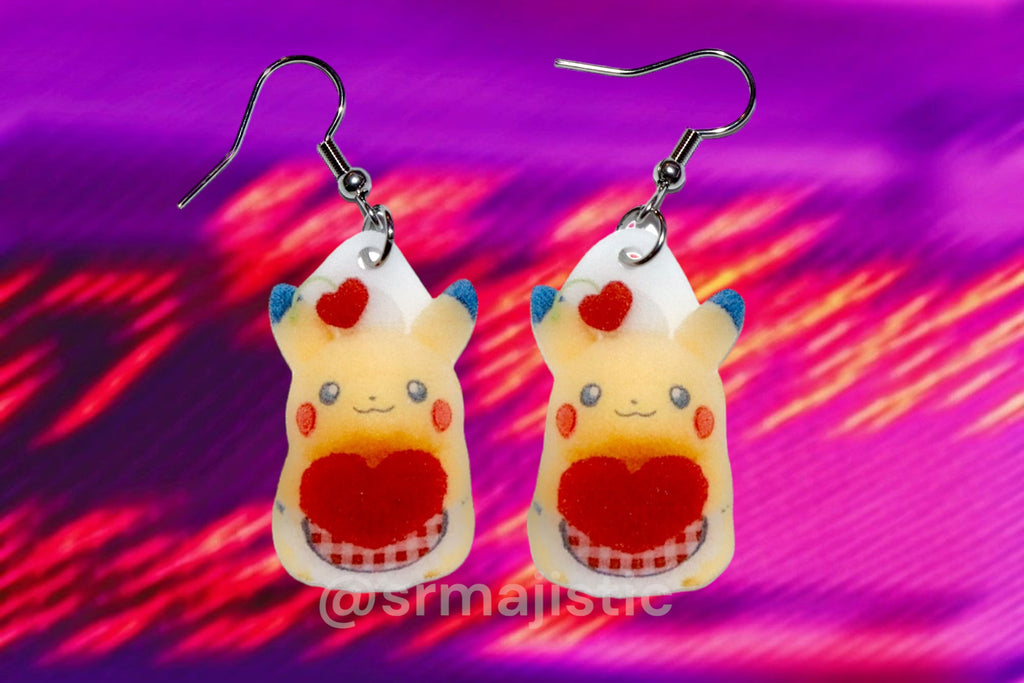 Pokémon Center Valentines Day Pikachu Plush 2D Pokémon Character Handmade Earrings!