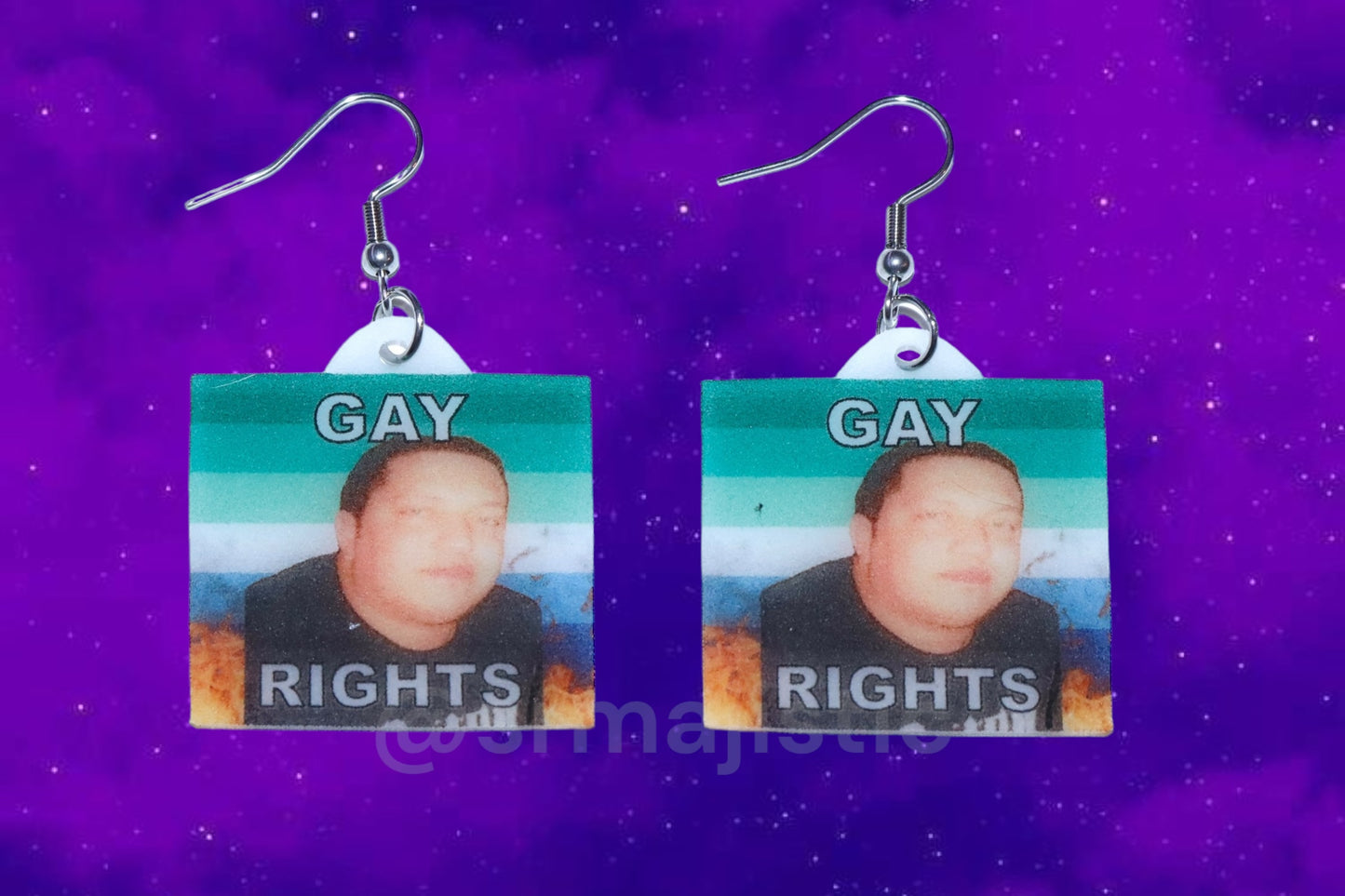 Sal Vulcano Gay Male Flame Pride Flag Handmade Earrings!