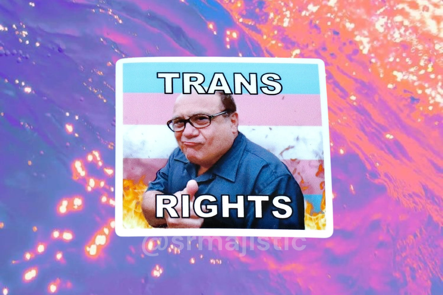 Danny DeVito Flaming Pride Flag Bumper Stickers