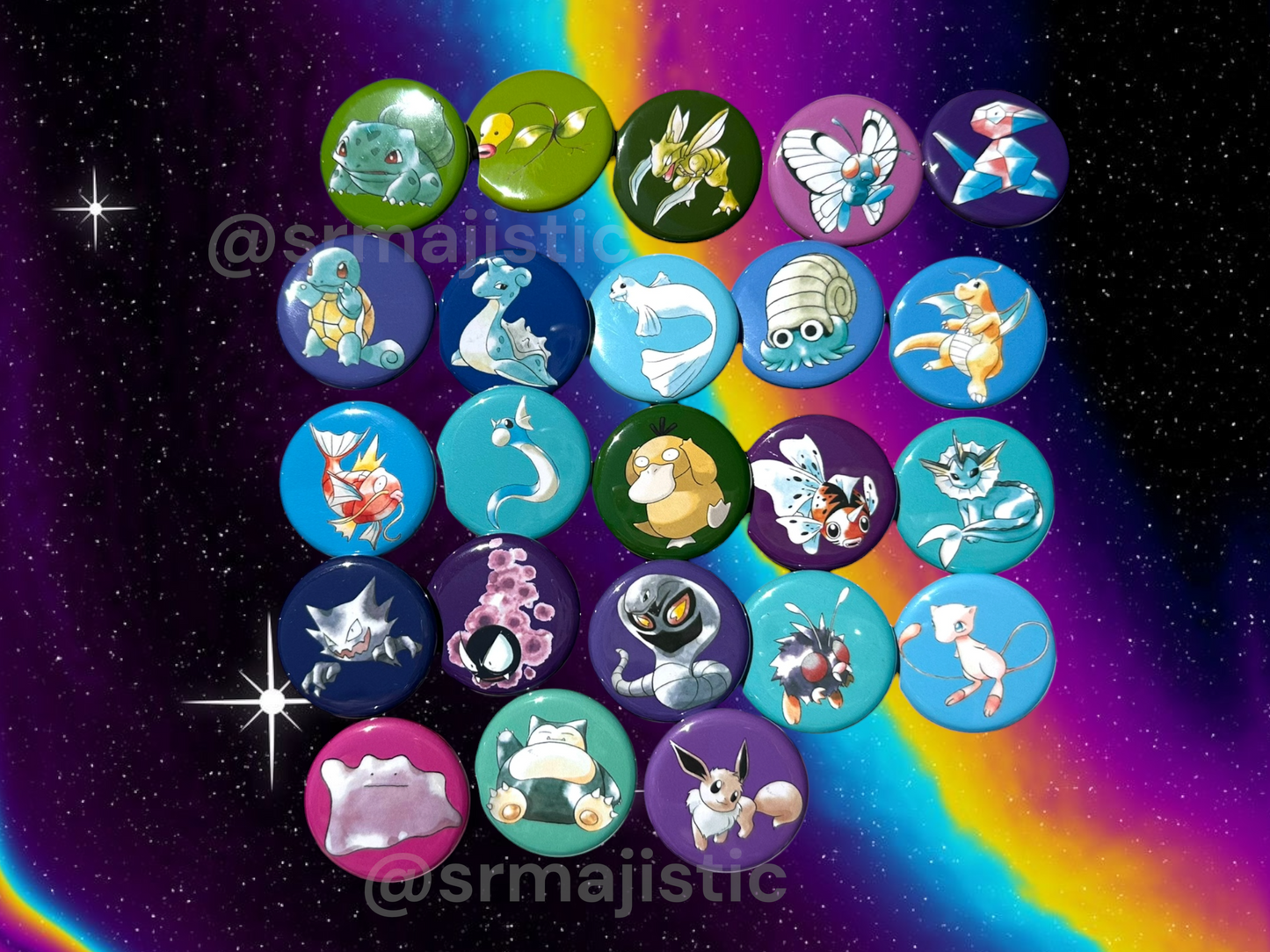 Vintage Original Art Style Pokemon Buttons!