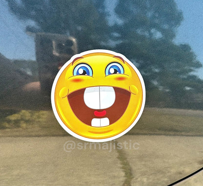 Buck Tooth Happy and Sad Emoji Meme Car Magnets