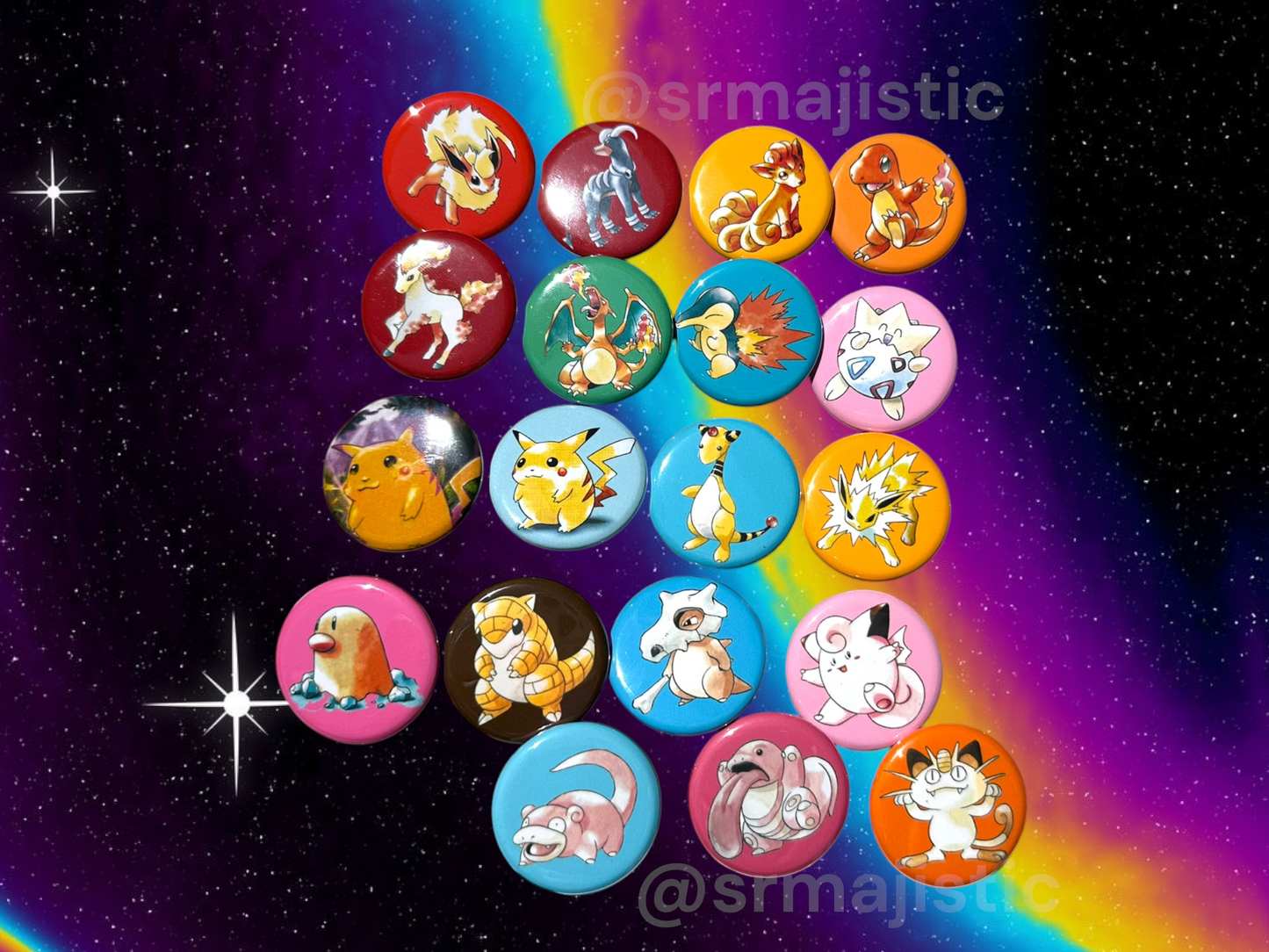 Vintage Original Art Style Pokemon Buttons!